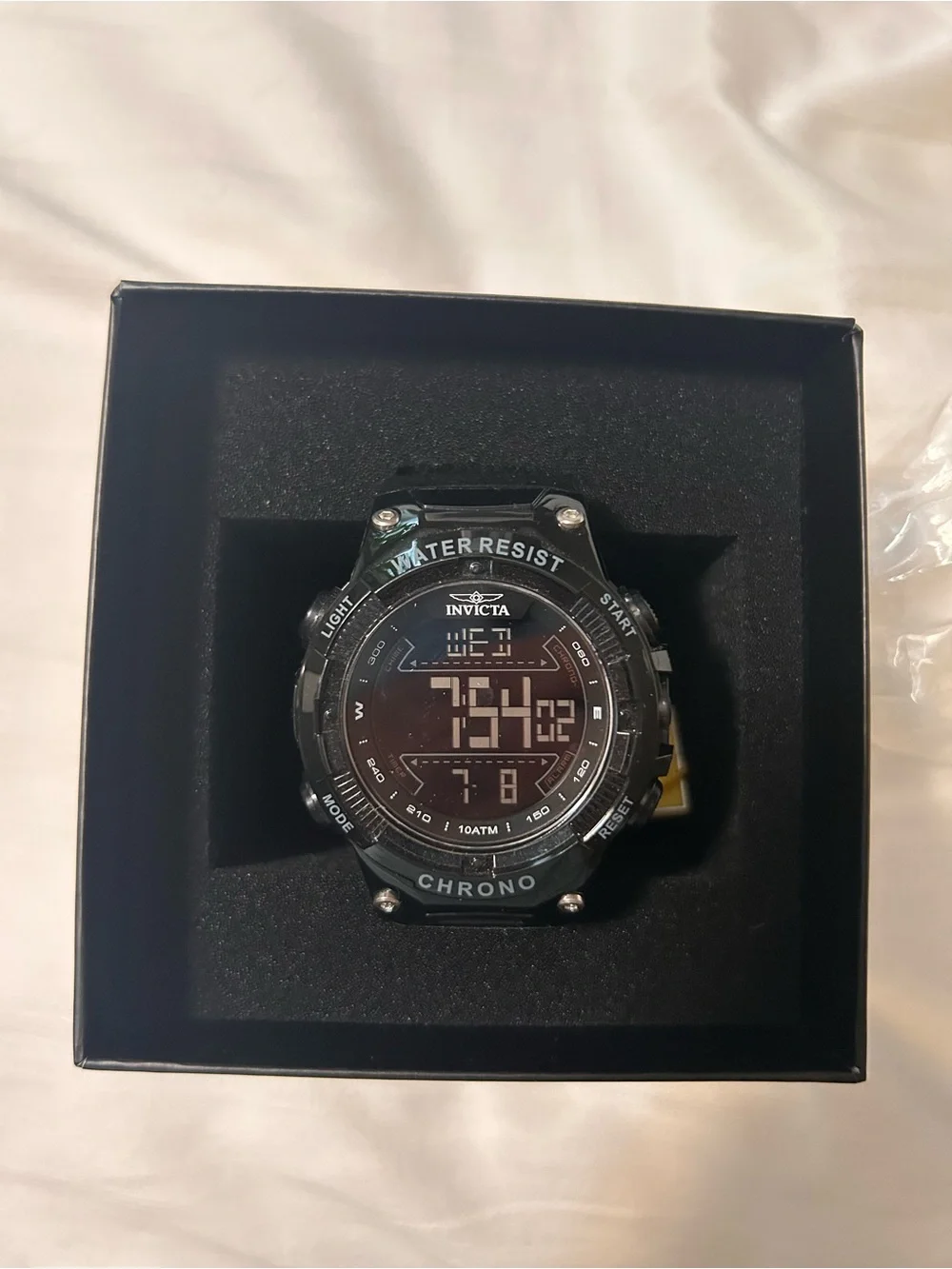 Invicta Black Watch with Yellow Box Accent